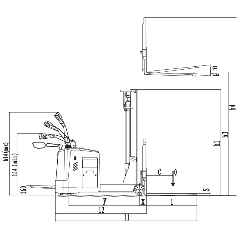 EVVP15-P elektrische palletstapelaar met meerijdplatform