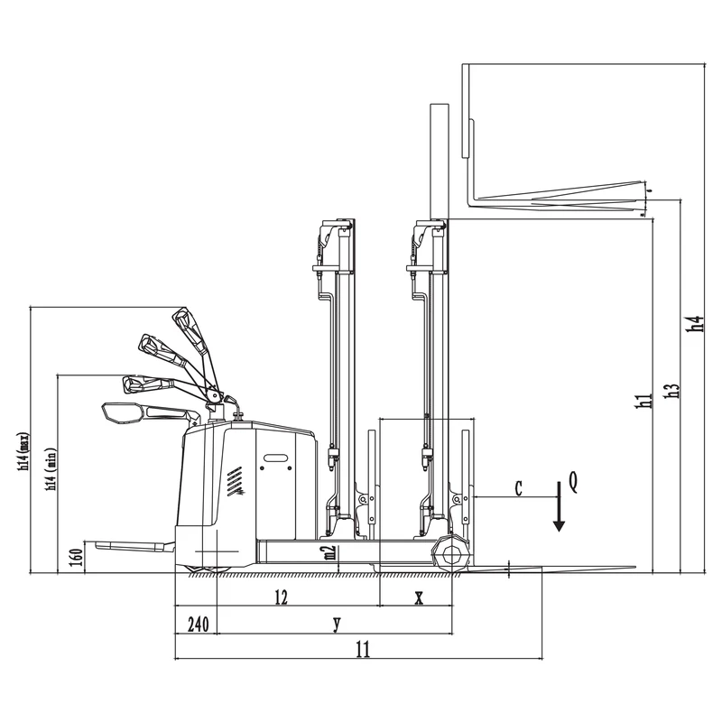 EVVP12C-P/EVVP15C-P reachstapelaar met hefhoogte tot 5600 mm