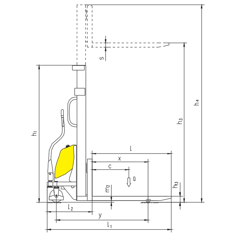 PEVV10/PEVV15 magazijnstapelaar met een hefhoogte van 1600-3500 mm