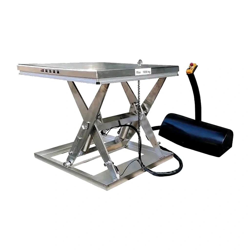 Roestvrijstalen elektrische heftafel JHS1800S met platform van 1220 × 1066 mm