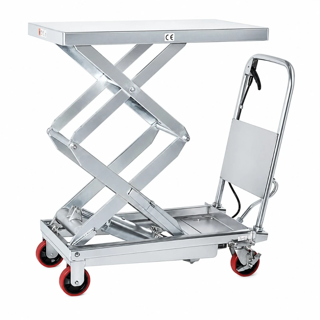 Mobiele roestvaststalen dubbelschaarheftafel (MPS350DS) 350 kg