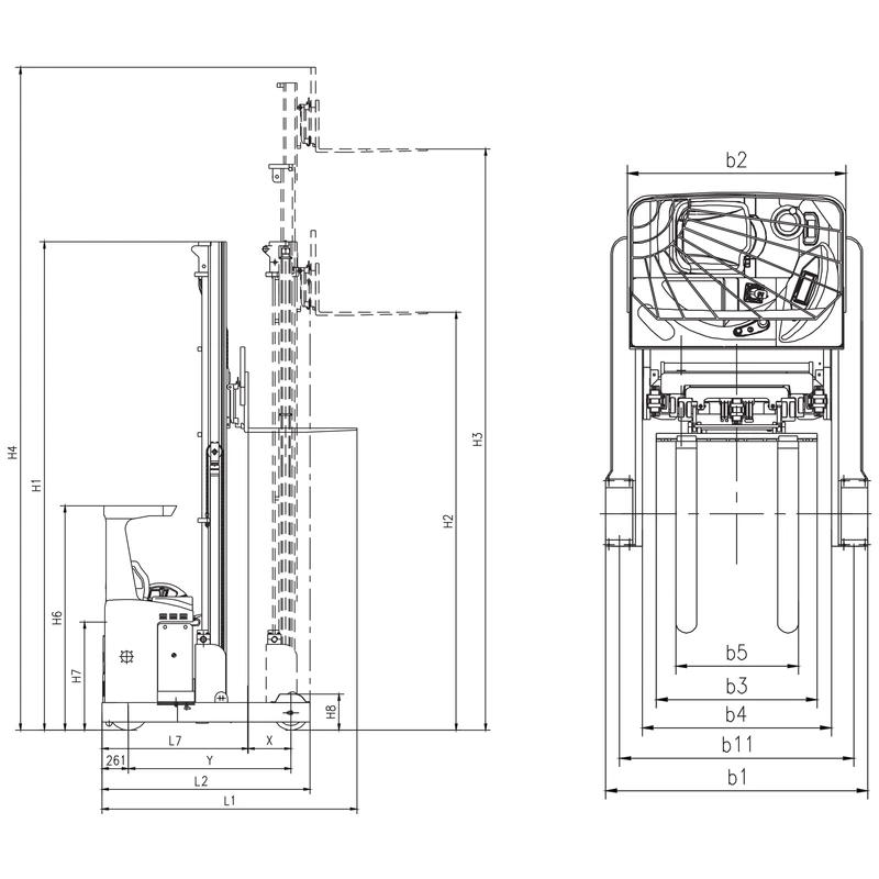 REV20VP-reachtruck met hefhoogte tot 12000 mm